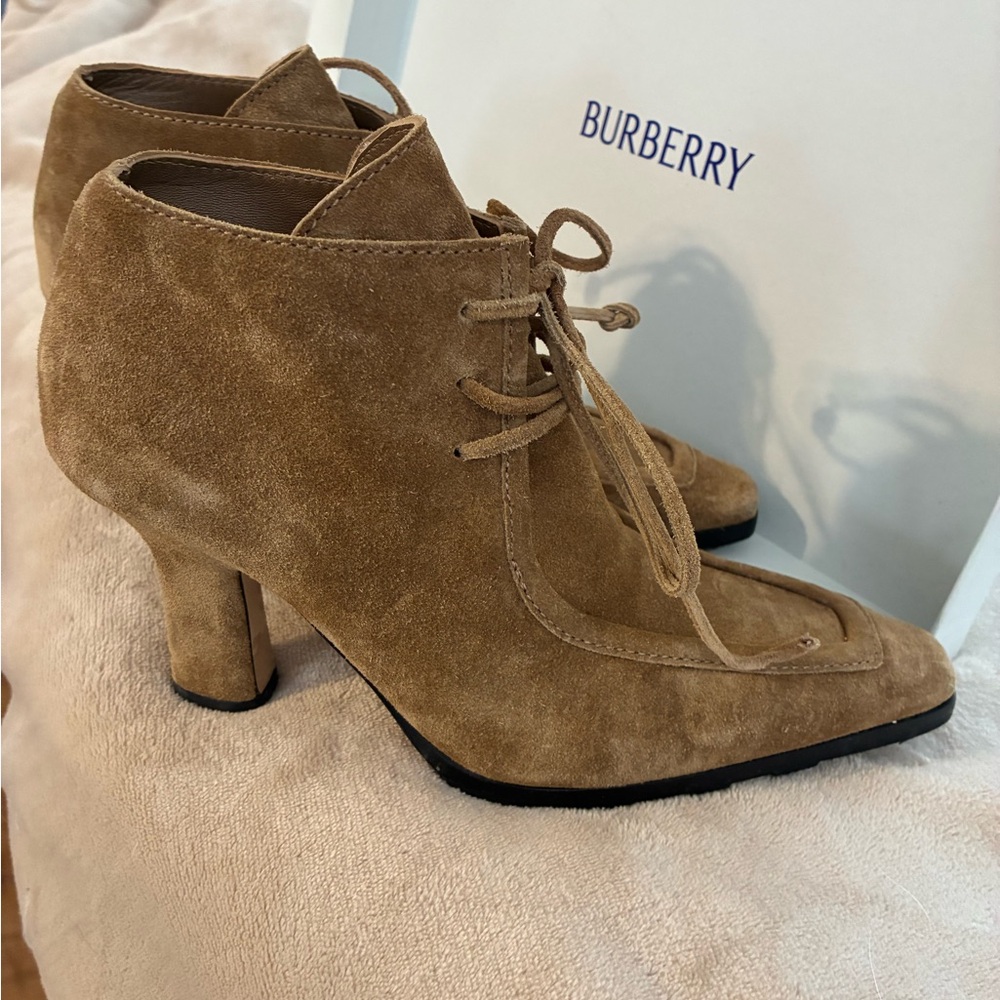 Burberry Tan Suede Ankle Boots - Picture 2 of 13